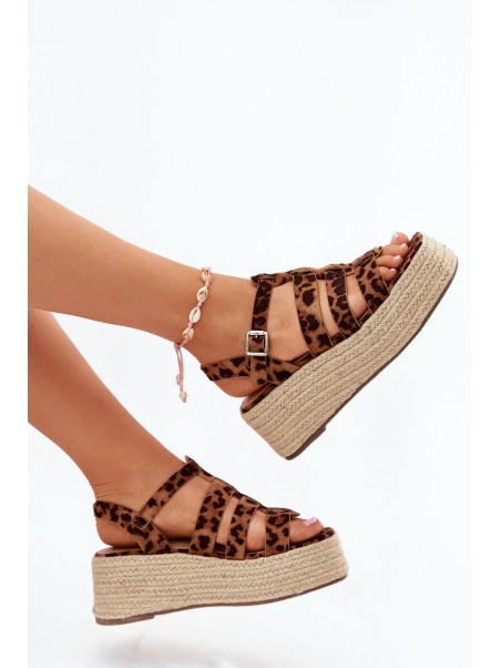 Women's sandals with straps and weaving leopard Pardauss