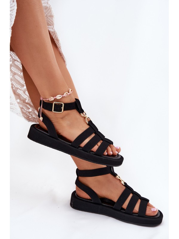 Women's Platform Sandals With Gold Detail Black Kartia