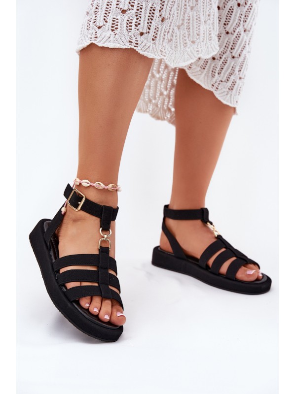 Women's Platform Sandals With Gold Detail Black Kartia 2