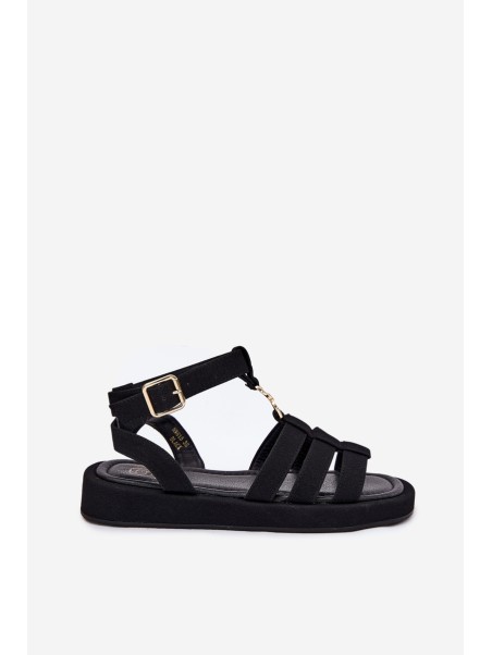 Women's Platform Sandals With Gold Detail Black Kartia