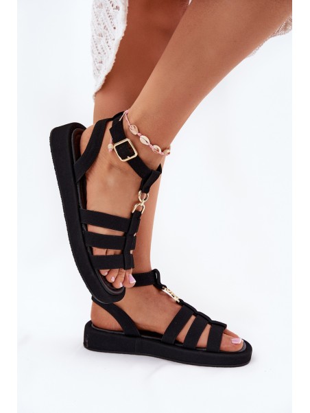 Women's Platform Sandals With Gold Detail Black Kartia