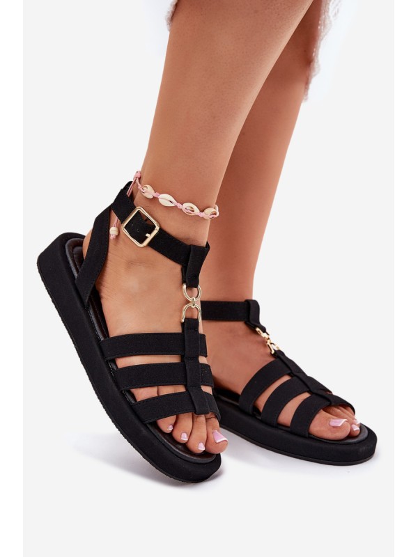 Women's Platform Sandals With Gold Detail Black Kartia