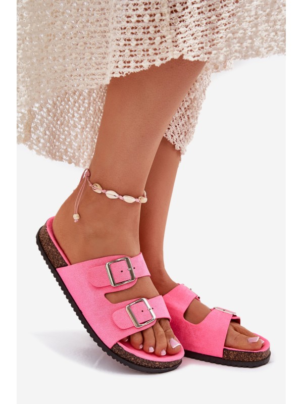 Women's Slippers With Buckles Neon Pink Oliena