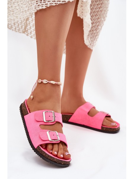 Women's Slippers With Buckles Neon Pink Oliena