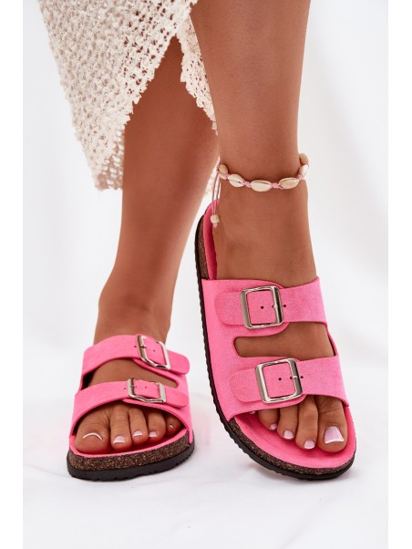 Women's Slippers With Buckles Neon Pink Oliena