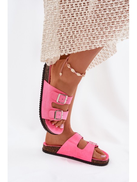 Women's Slippers With Buckles Neon Pink Oliena