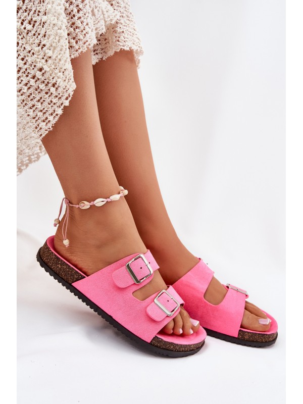 Women's Slippers With Buckles Neon Pink Oliena