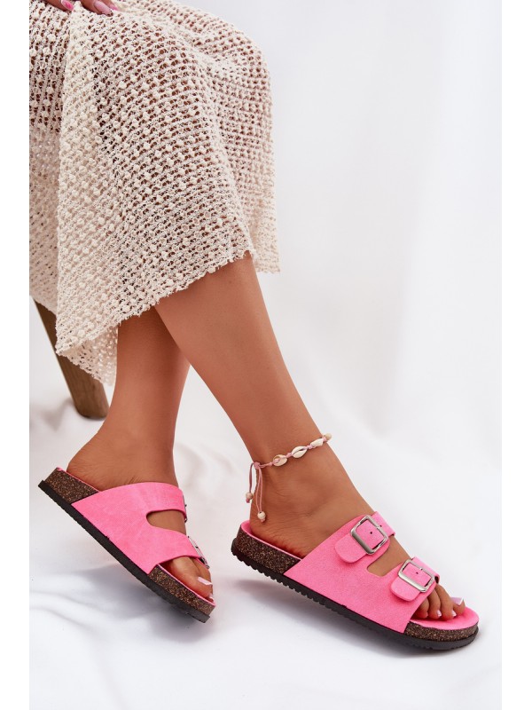 Women's Slippers With Buckles Neon Pink Oliena