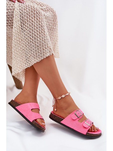 Women's Slippers With Buckles Neon Pink Oliena