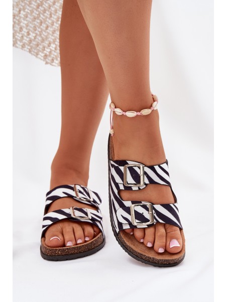 Women's Slippers With Buckles Zebra Oliena