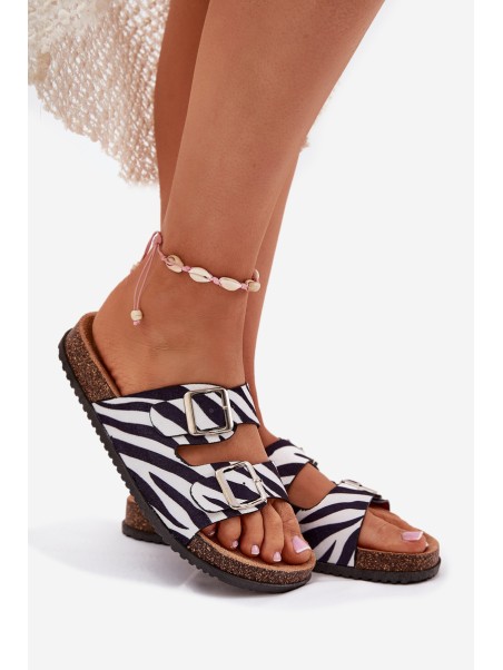 Women's Slippers With Buckles Zebra Oliena