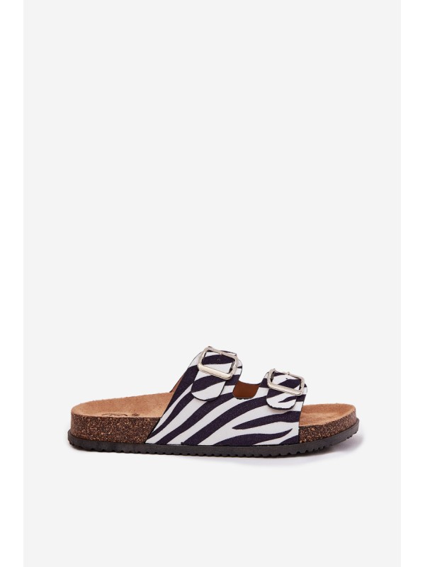 Women's Slippers With Buckles Zebra Oliena