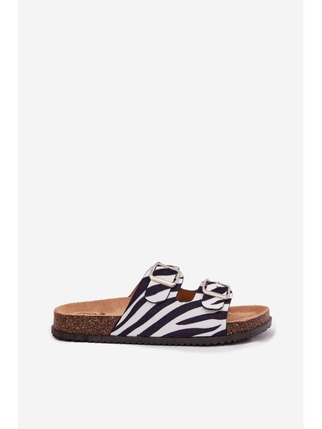 Women's Slippers With Buckles Zebra Oliena