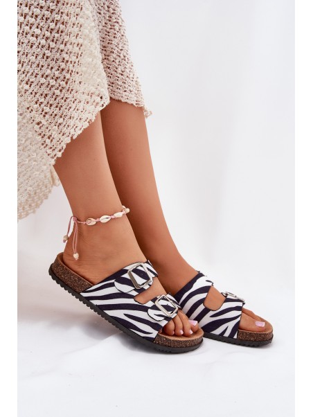 Women's Slippers With Buckles Zebra Oliena