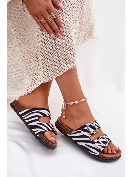 Women's Slippers With Buckles Zebra Oliena