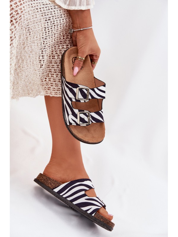 Women's Slippers With Buckles Zebra Oliena