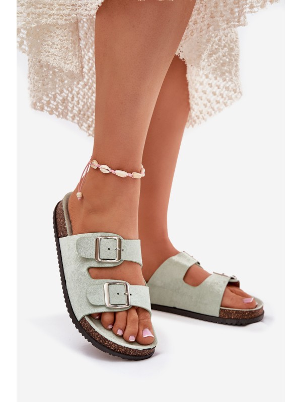 Women's Mules With Buckles Mint Oliena