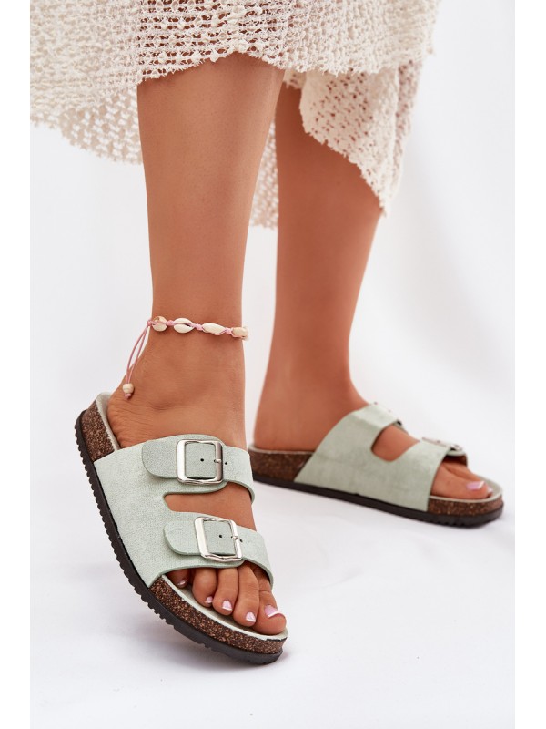 Women's Mules With Buckles Mint Oliena 2
