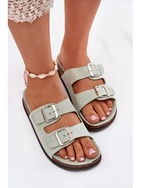 Women's Mules With Buckles Mint Oliena