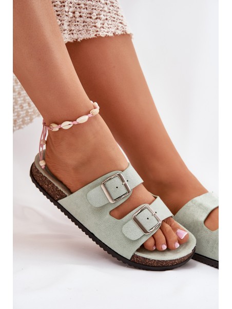Women's Mules With Buckles Mint Oliena