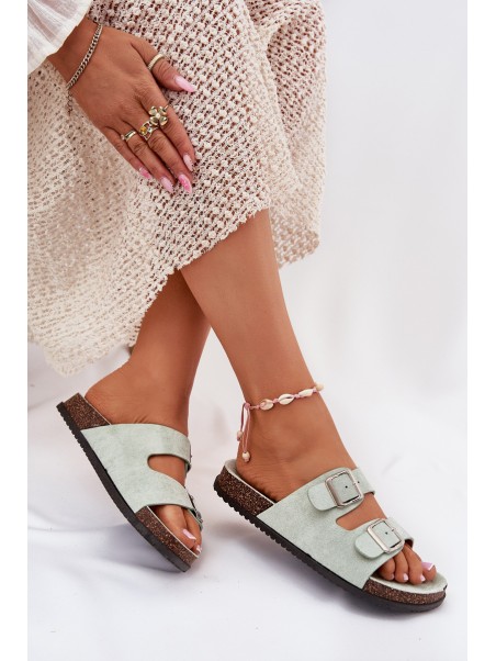 Women's Mules With Buckles Mint Oliena