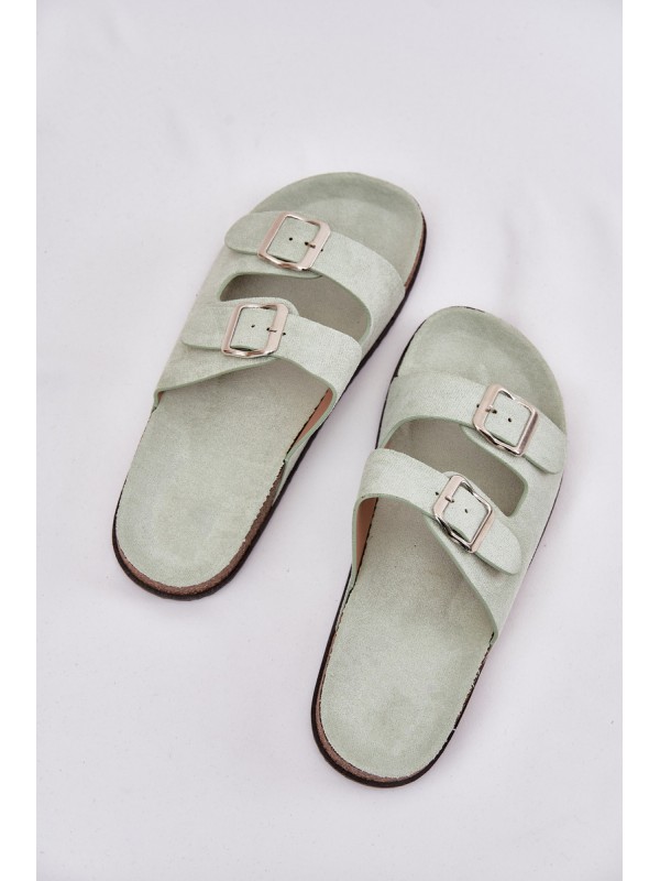 Women's Mules With Buckles Mint Oliena