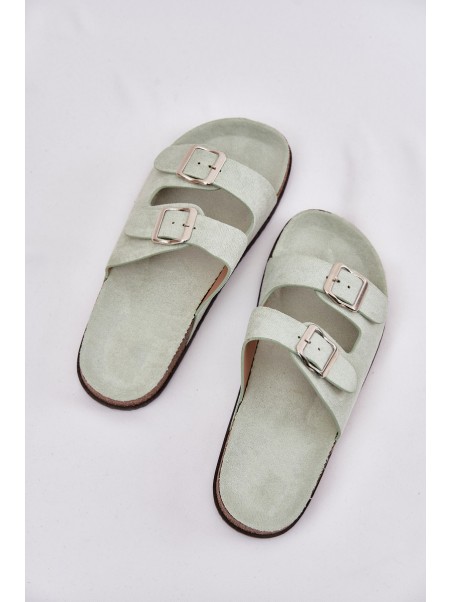 Women's Mules With Buckles Mint Oliena