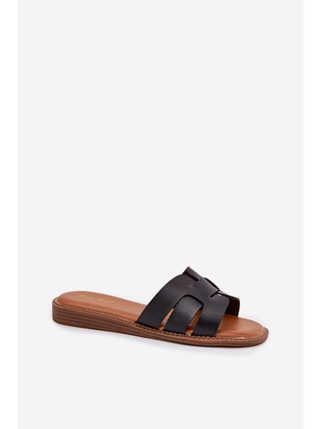 Ladies Slippers Made Of Eco Leather Black Lisanoria