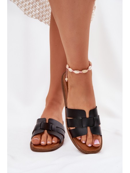 Ladies Slippers Made Of Eco Leather Black Lisanoria