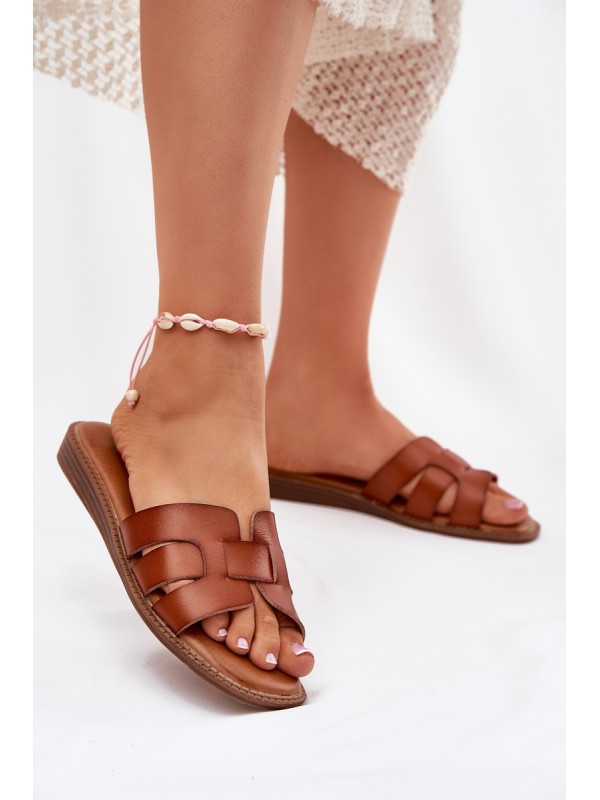 Women Slippers Made Of Eco Leather Camel Lisanoria 2
