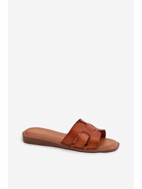 Women Slippers Made Of Eco Leather Camel Lisanoria