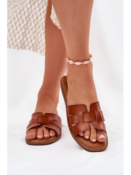 Women Slippers Made Of Eco Leather Camel Lisanoria