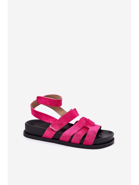 Eco Suede Women's Sandals With Velcro Fuchsia Valpera