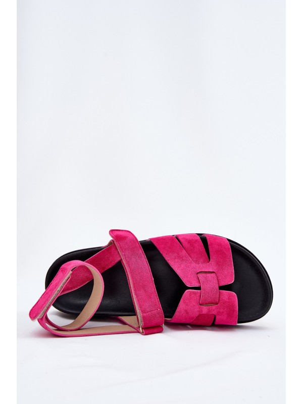 Eco Suede Women's Sandals With Velcro Fuchsia Valpera