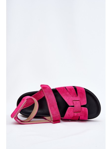 Eco Suede Women's Sandals With Velcro Fuchsia Valpera