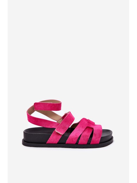 Eco Suede Women's Sandals With Velcro Fuchsia Valpera