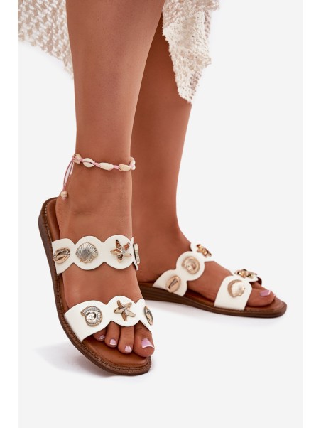 Women's Slippers With Golden Rings White Jenoriela