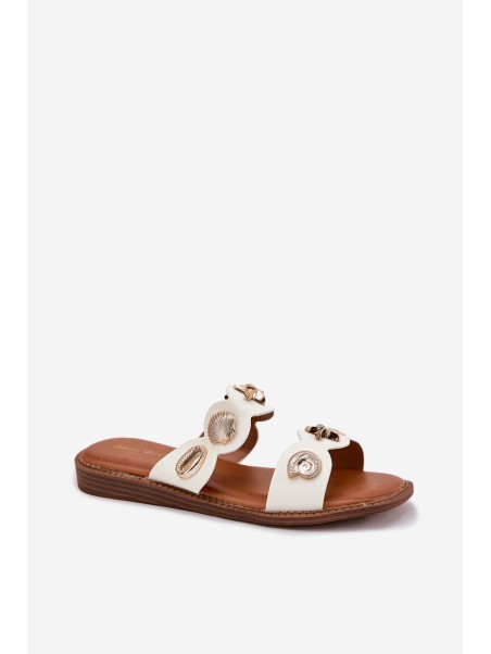 Women's Slippers With Golden Rings White Jenoriela