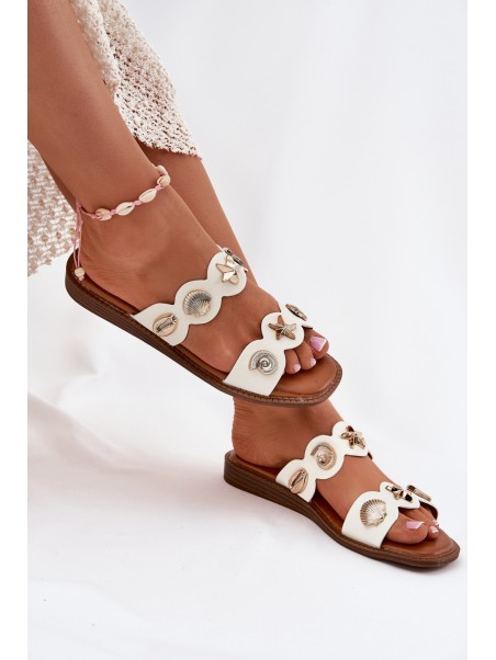 Women's Slippers With Golden Rings White Jenoriela