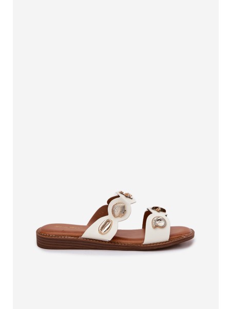 Women's Slippers With Golden Rings White Jenoriela
