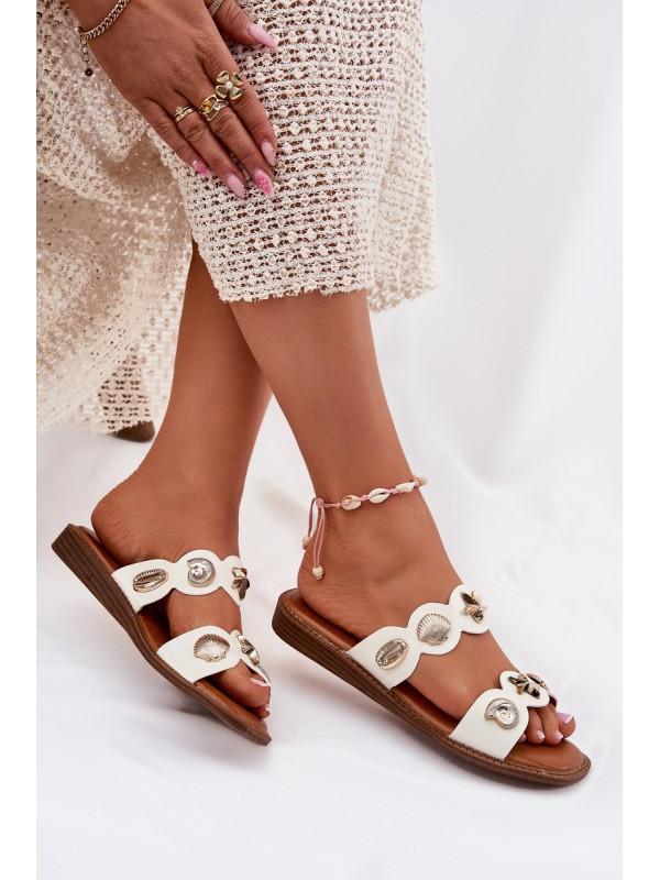 Women's Slippers With Golden Rings White Jenoriela