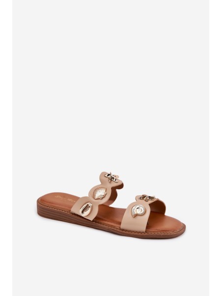 Women's sandals with golden accents beige Jenoriela
