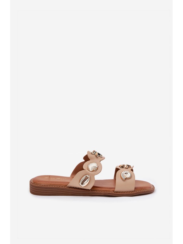 Women's sandals with golden accents beige Jenoriela