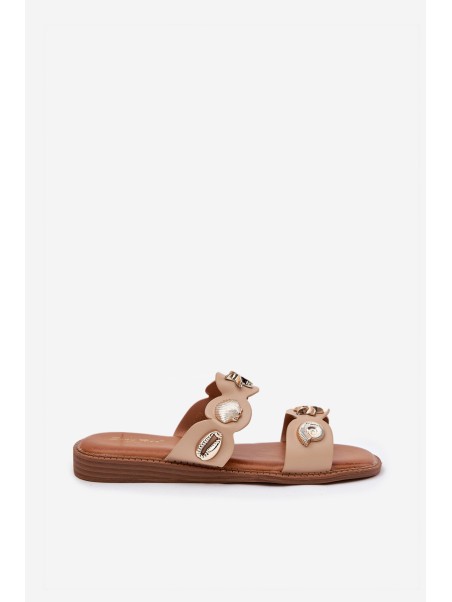 Women's sandals with golden accents beige Jenoriela