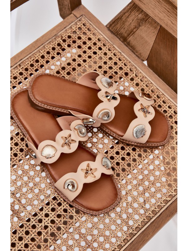 Women's sandals with golden accents beige Jenoriela
