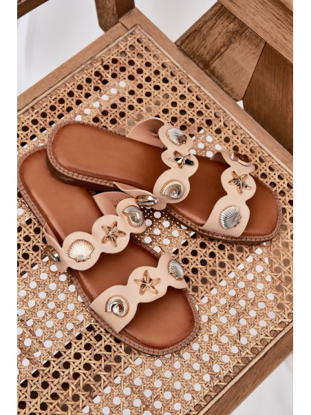 Women's sandals with golden accents beige Jenoriela