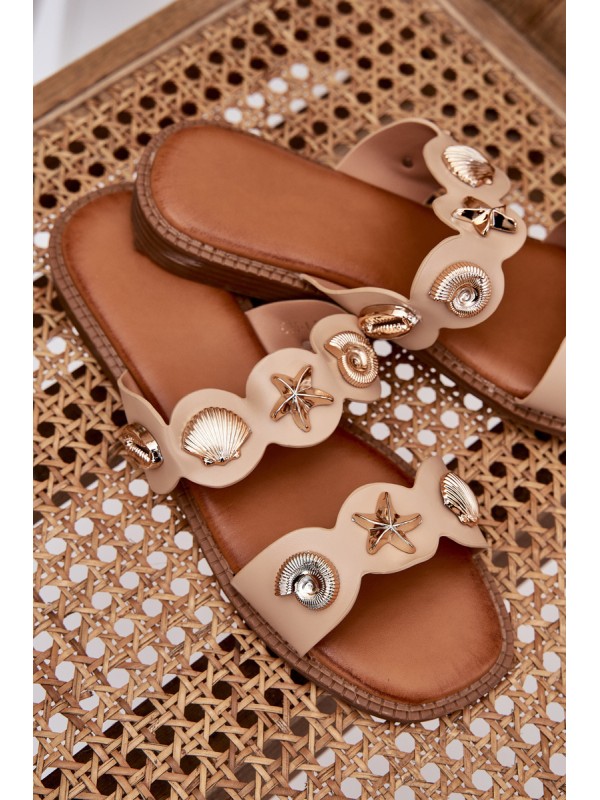 Women's sandals with golden accents beige Jenoriela
