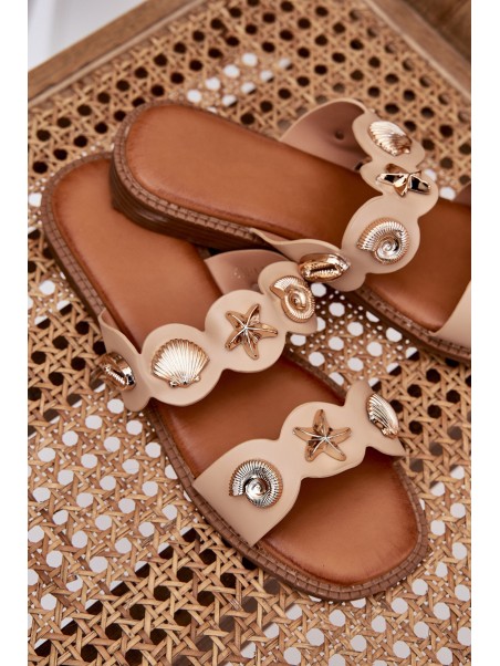 Women's sandals with golden accents beige Jenoriela
