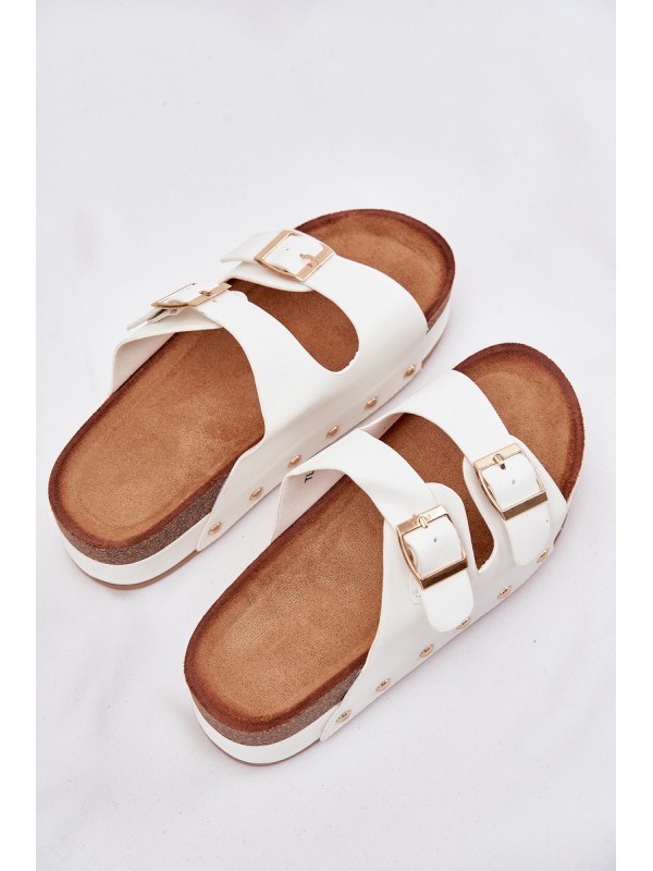 Women's Sandals With Buckles On Massive Platform White Odisene