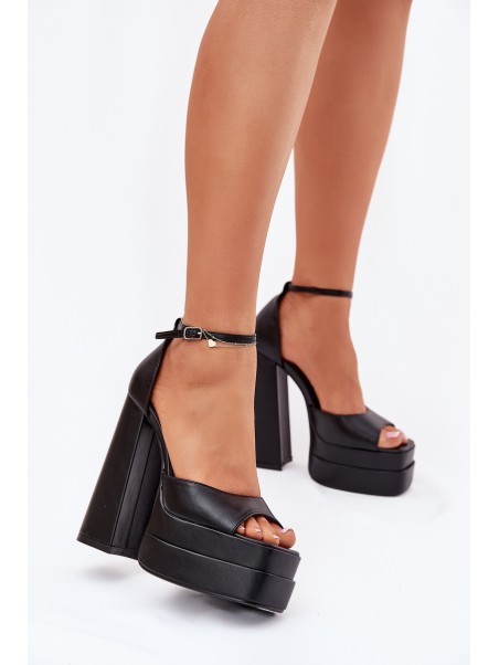 Women's Sandals On Heel And Platform Black Beloria